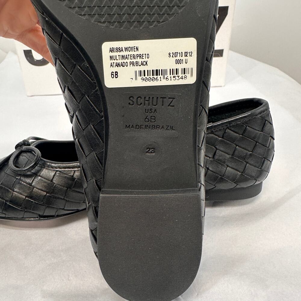 SCHUTZ New in Box Arissa Woven Ballet Square Toe Flat in Black // 6 - Picture 9 of 13